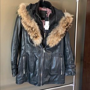 Mauritius Leather Jacket with Fur lined hood